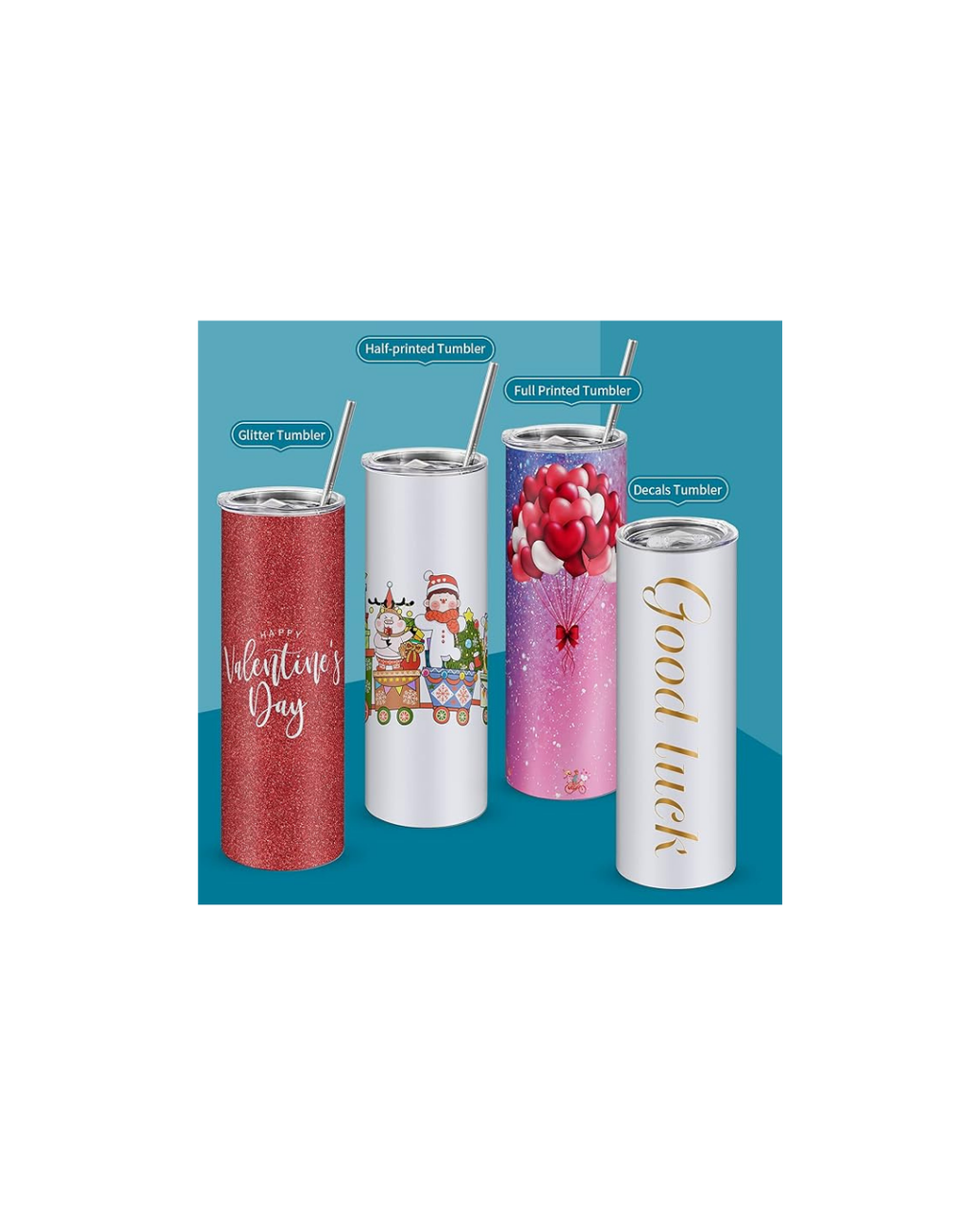 Vasos rectos de 20 onzas con tapas con pajilla, espacios en blanco de sublimación de acero inoxidable