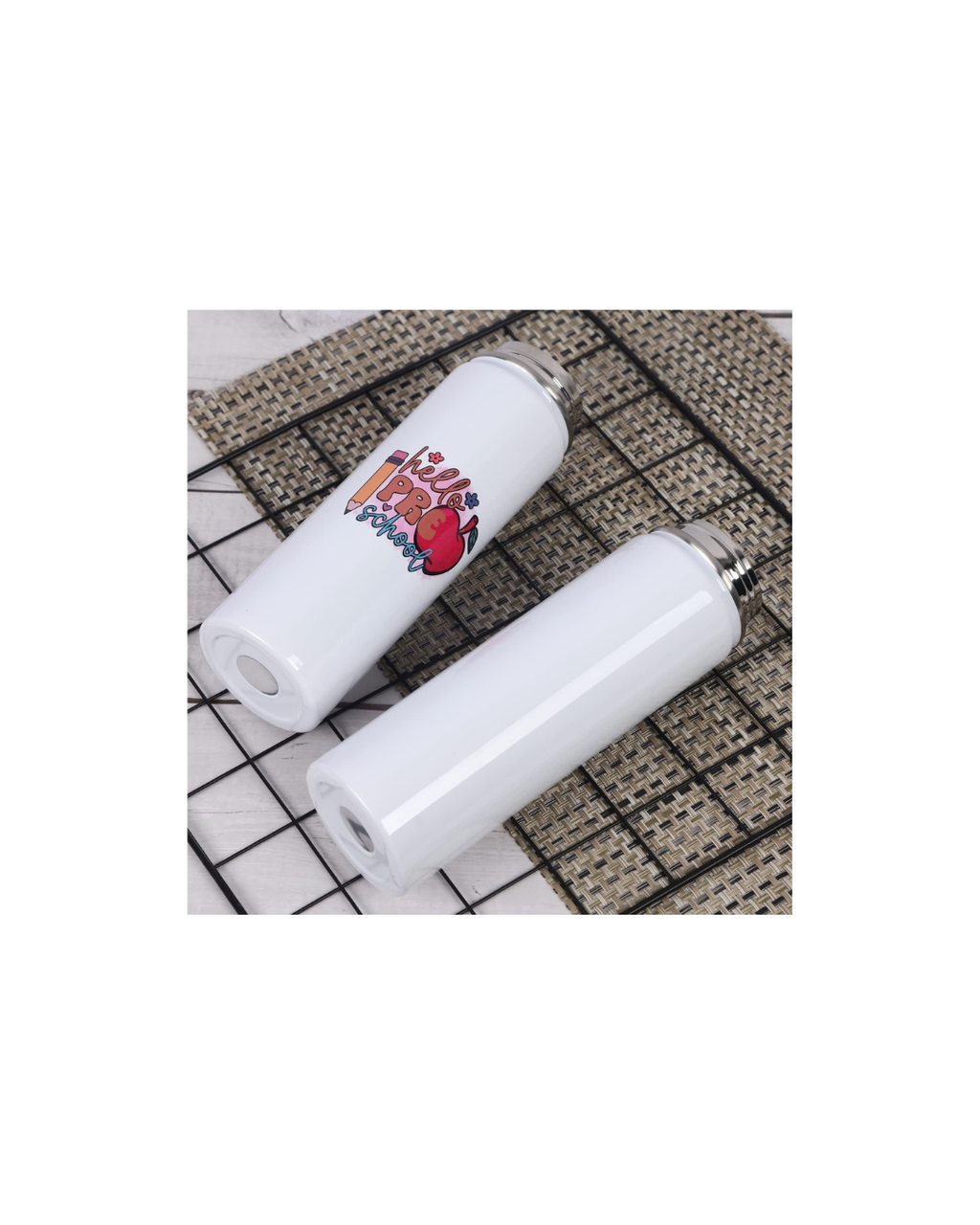 Termo de agua deportiva en blanco, Termos de sublimación de 22 onzas, Termis de sublimación con aislamiento de doble pared de acero inoxidable con mango portátil