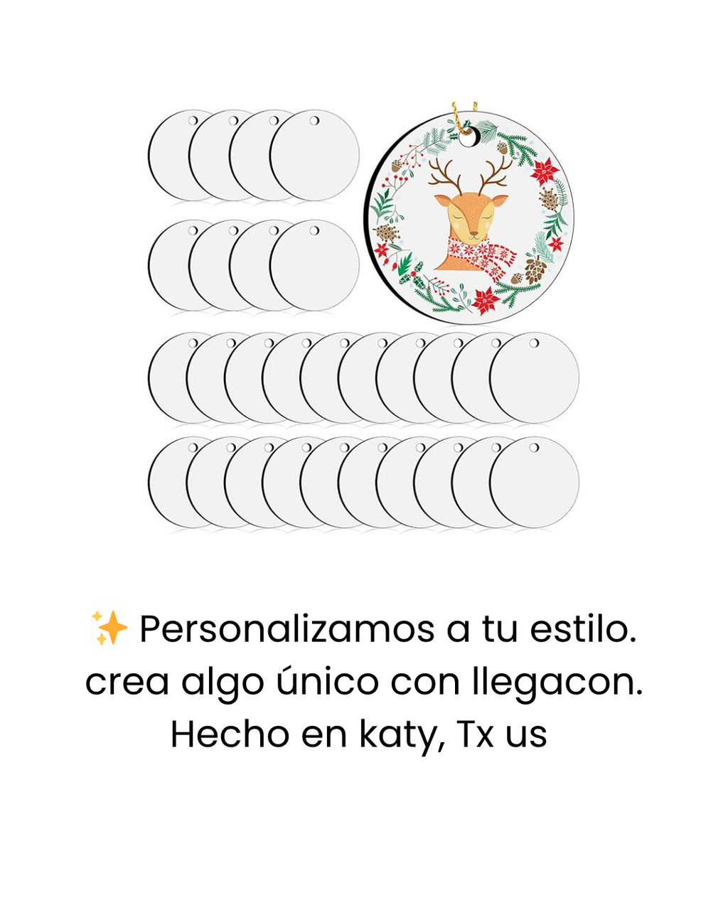 Adornos redondos, 30 piezas, para decoración de árbol de Navidad, llaveros