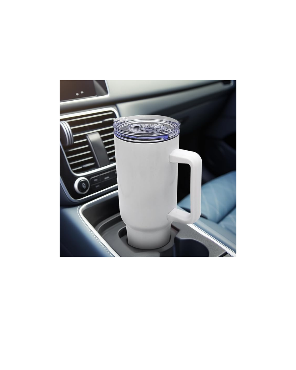 Vasos de sublimación de 40 onzas con asa en blanco aislados de acero inoxidable